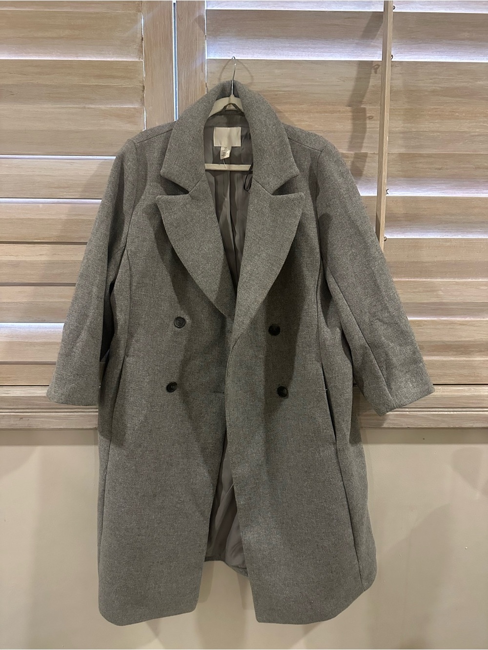 H&M Gray Double-Breasted Pea Coat